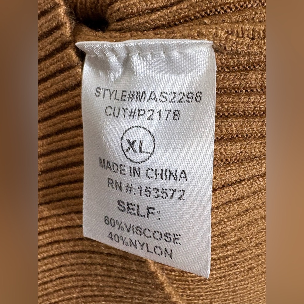 BOHME Ribbed Square Neckline Long Sleeve Coquette Full‎ Length Tan Dress XL NWT - Picture 11 of 12